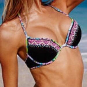 ! Victoria’s secrets Embroidered Hottie Halter Pushup
Bikini Top